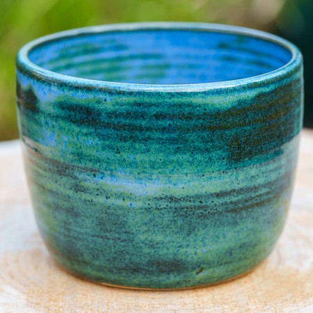 Cache-pot vert et bleu