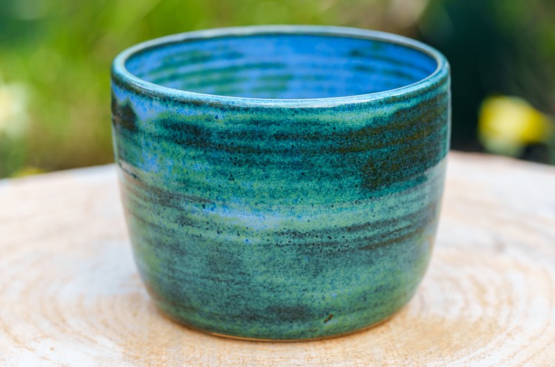 Cache-pot vert et bleu