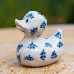 Canard en céramique Fait Main - Motif Fleurs bleues
