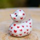 Canard en céramique Fait Main - Motif coeurs rouges