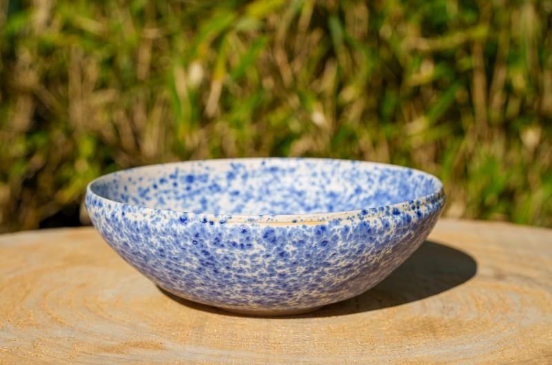 Bol blanc moucheté bleu