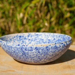 Vide-poche blanc moucheté bleu