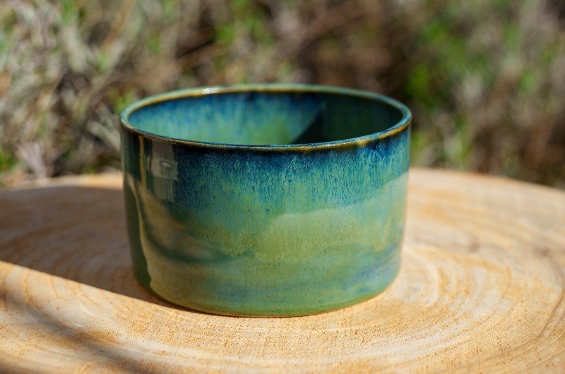 Cache-pot  droit vert et bleu