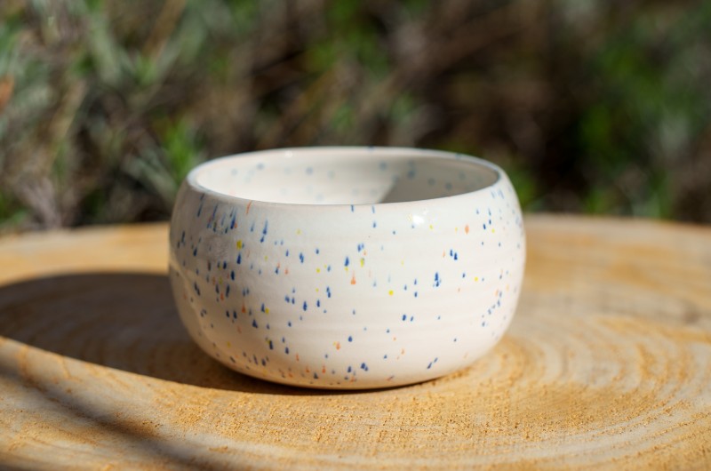 Pot boule blanc confetti