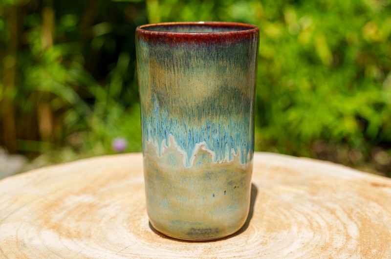 Vase vert et bleu