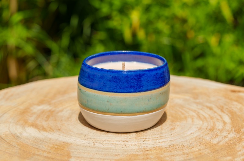 Bougie artisanale Fleur de Coton - Tricolore n°99