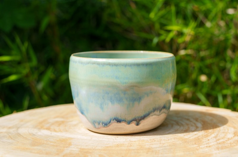 Cache-pot vert et bleu
