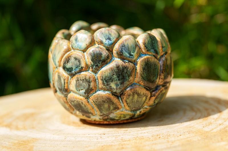 Pot boule gris vert