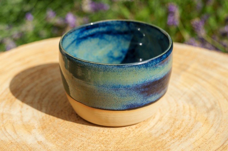 Cache-pot  vert et bleu