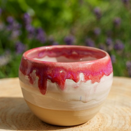 Cache-pot rose et blanc