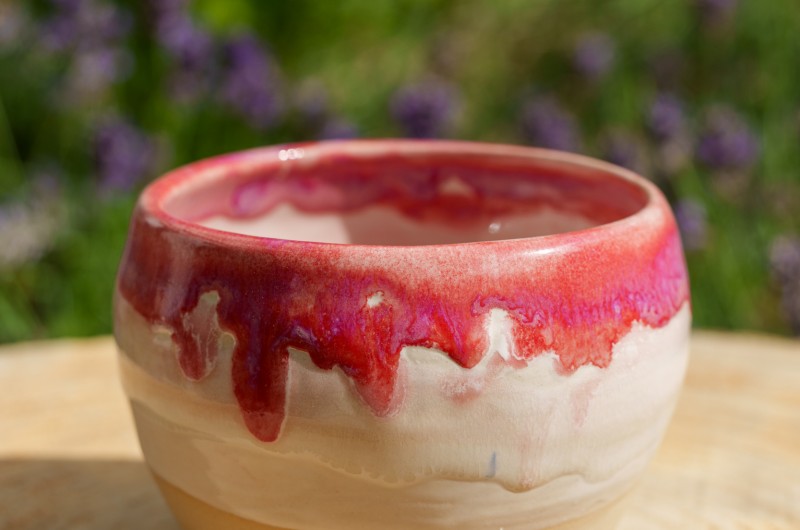 Cache-pot rose et blanc