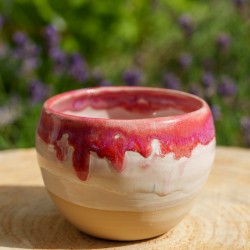 Cache-pot rose et blanc