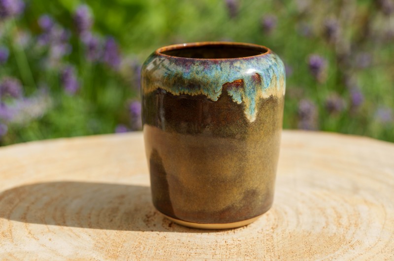 Vase bleu et brun