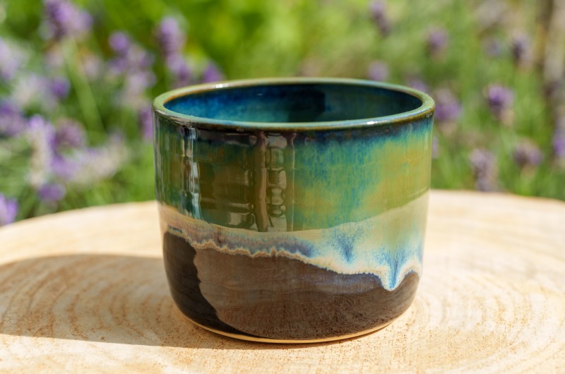 Cache-pot  vert et bleu