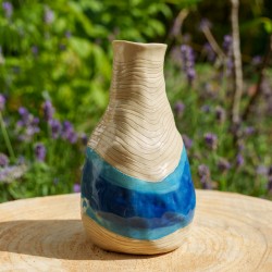 Vase bleu et beige