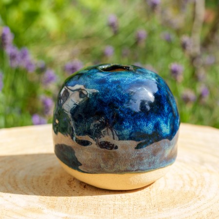Vase boule bleu vert