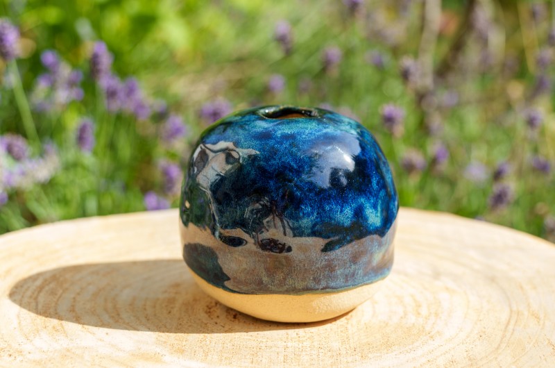 Vase boule bleu vert