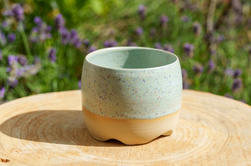 Cache-pot  vert moucheté