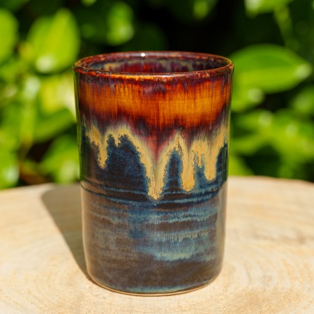 Vase bleu et brun