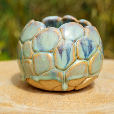 Pot boule bleu vert
