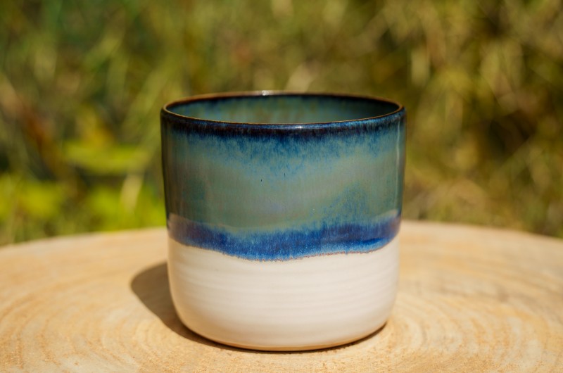 Pot rose et bleu