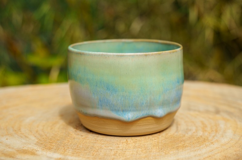 Pot vert et bleu