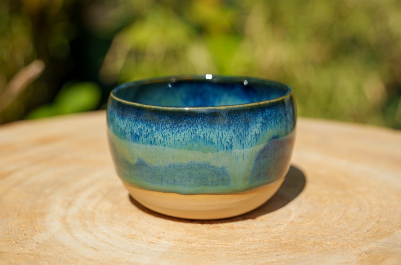 Pot boule bleu