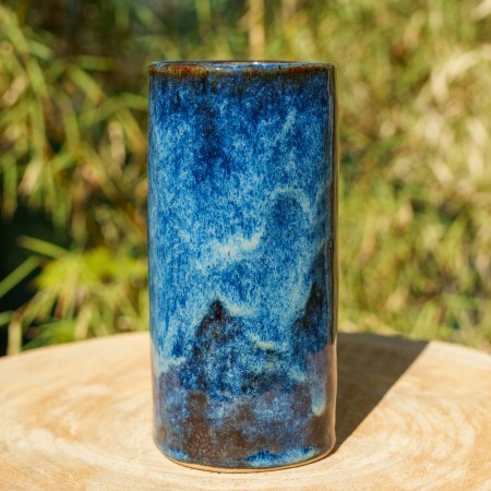 Vase bleu et bronze