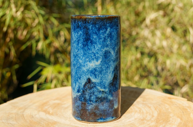 Vase bleu et bronze
