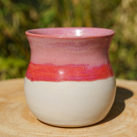 Vase rose et blanc