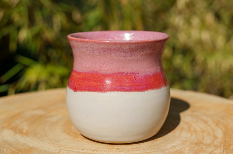 Vase rose et blanc
