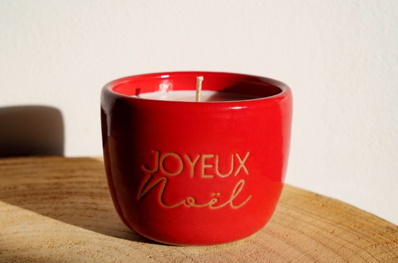 Bougie artisanale Joyeux Noël - Rouge