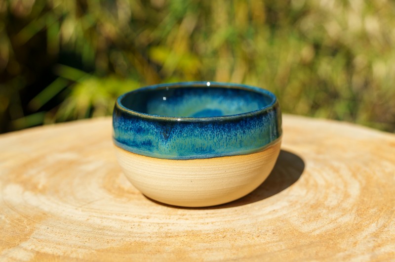 Pot boule bleu