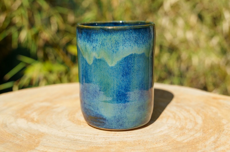 Pot droit vert et bleu Collection Boréale