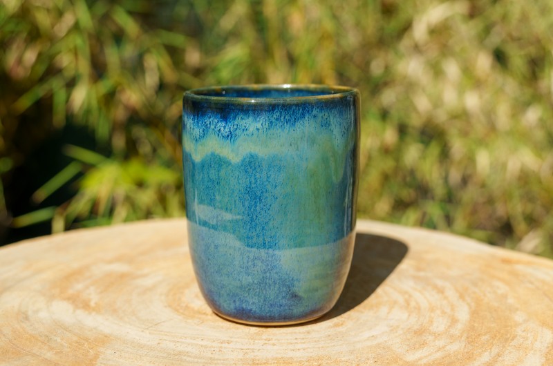 Pot droit vert et bleu Collection Boréale