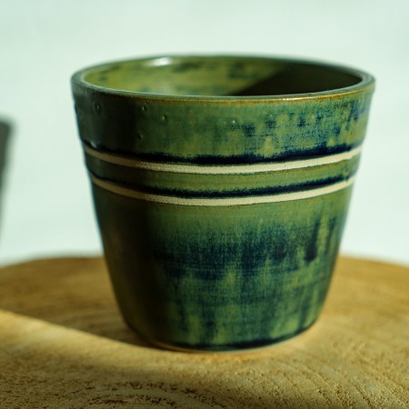 Cache-pot Bleu et vert satiné