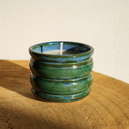 Bougie artisanale n°97 - Bleu et vert