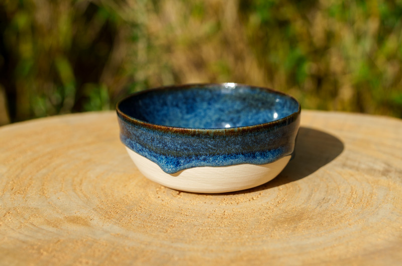 Coupelle en porcelaine blanche et bleue
