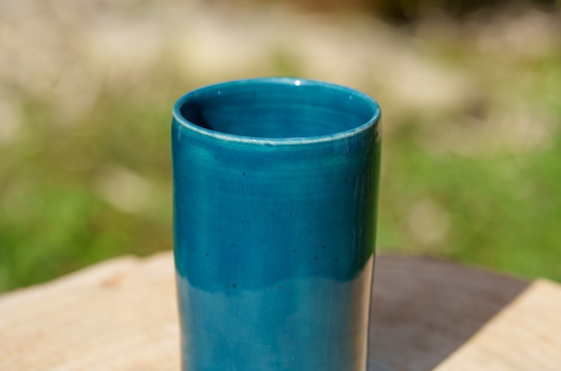 Vase bleu canard