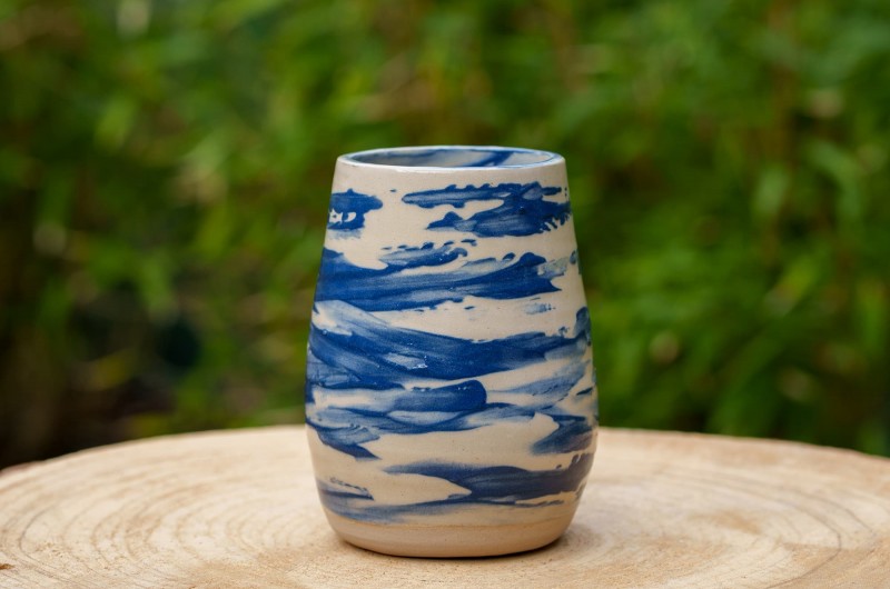 Vase Bleu et beige