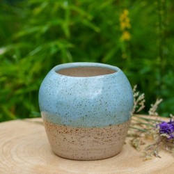 Grand vase beige et bleu