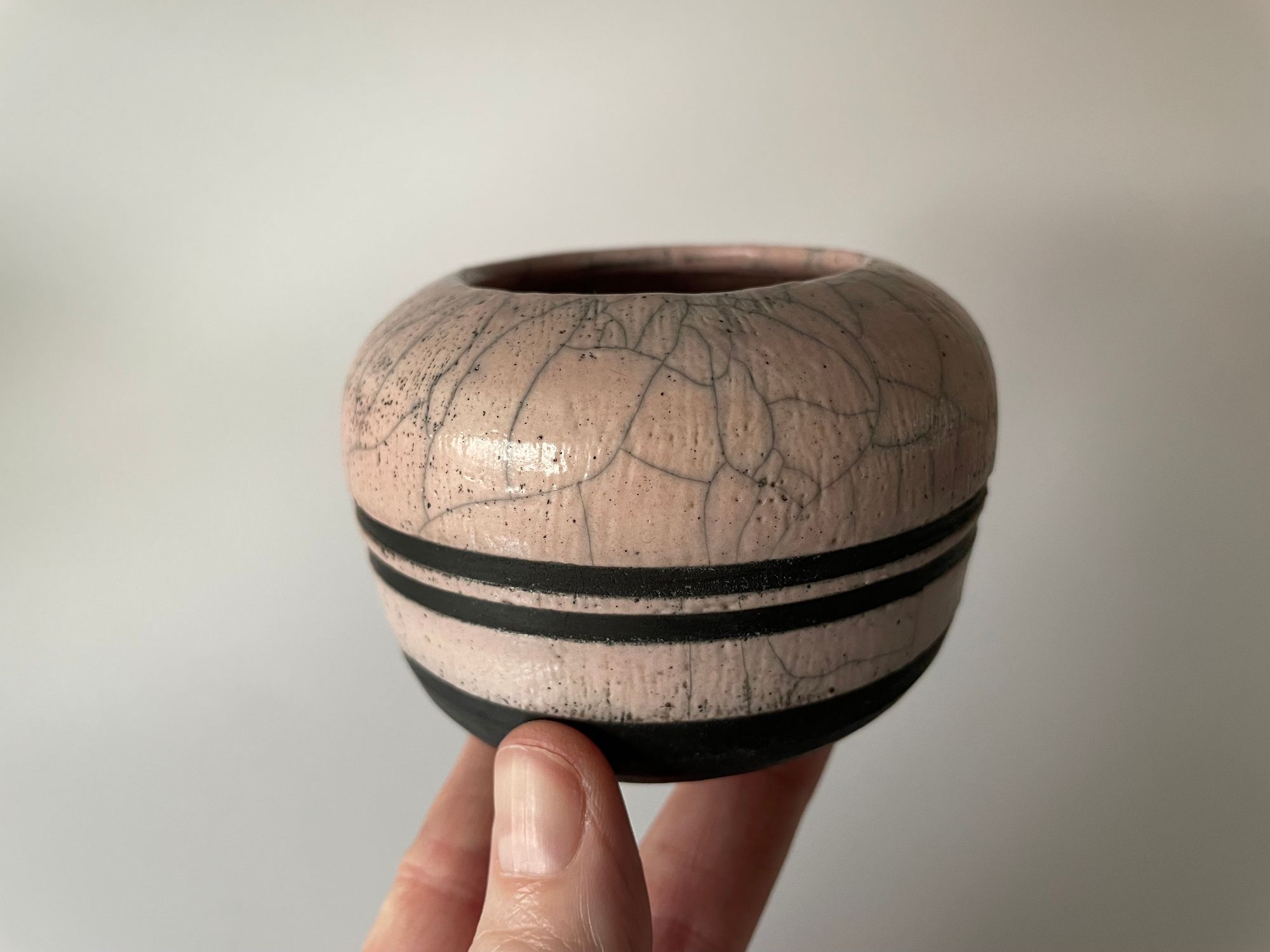 Mini Vase Boule Raku Rose