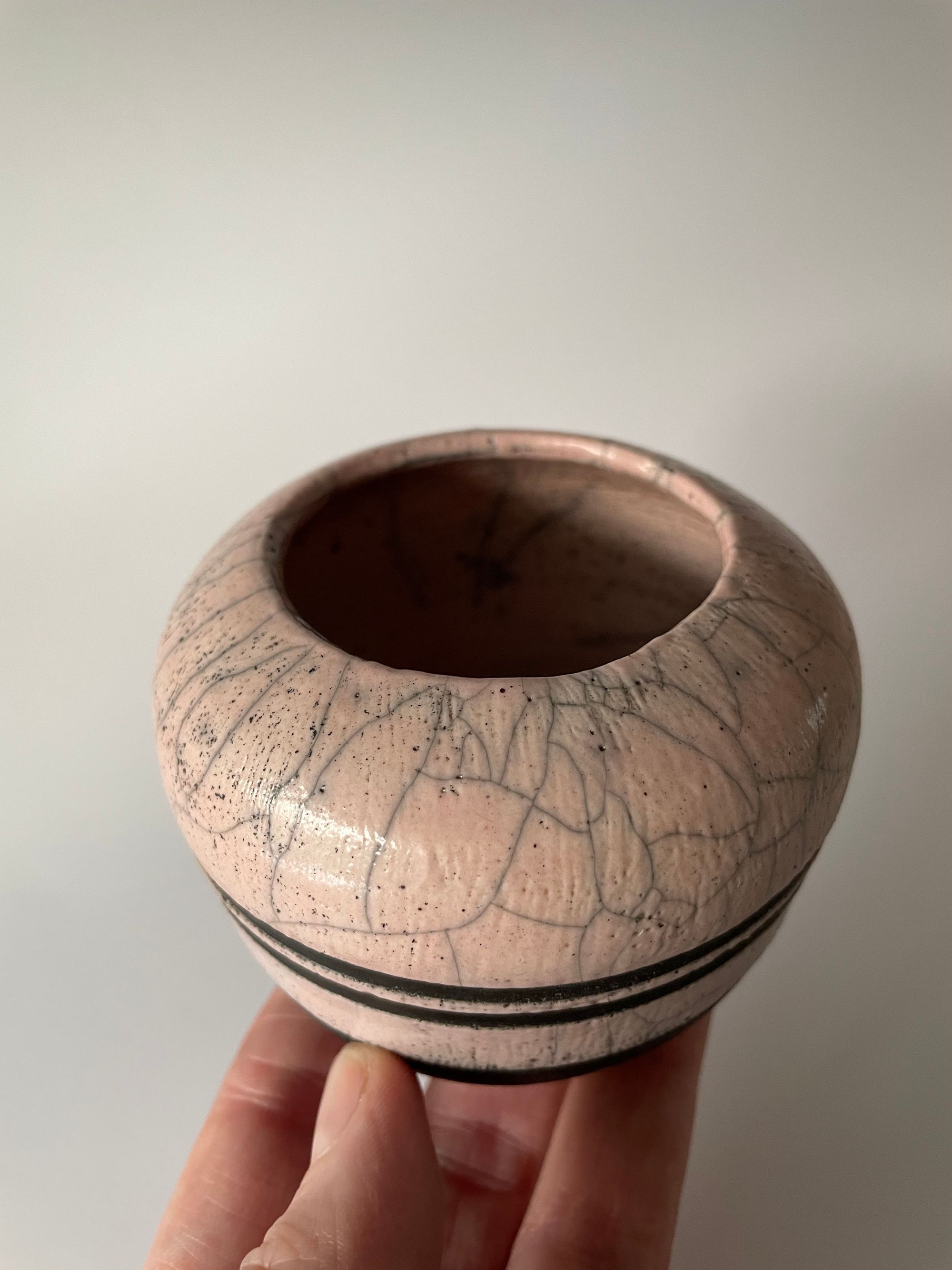 Mini Vase Boule Raku Rose