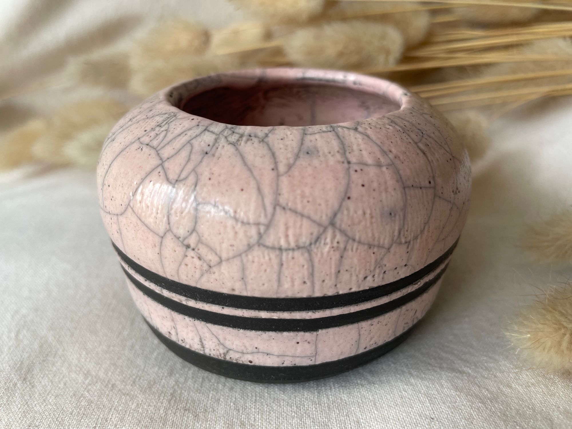 Mini Vase Boule Raku Rose