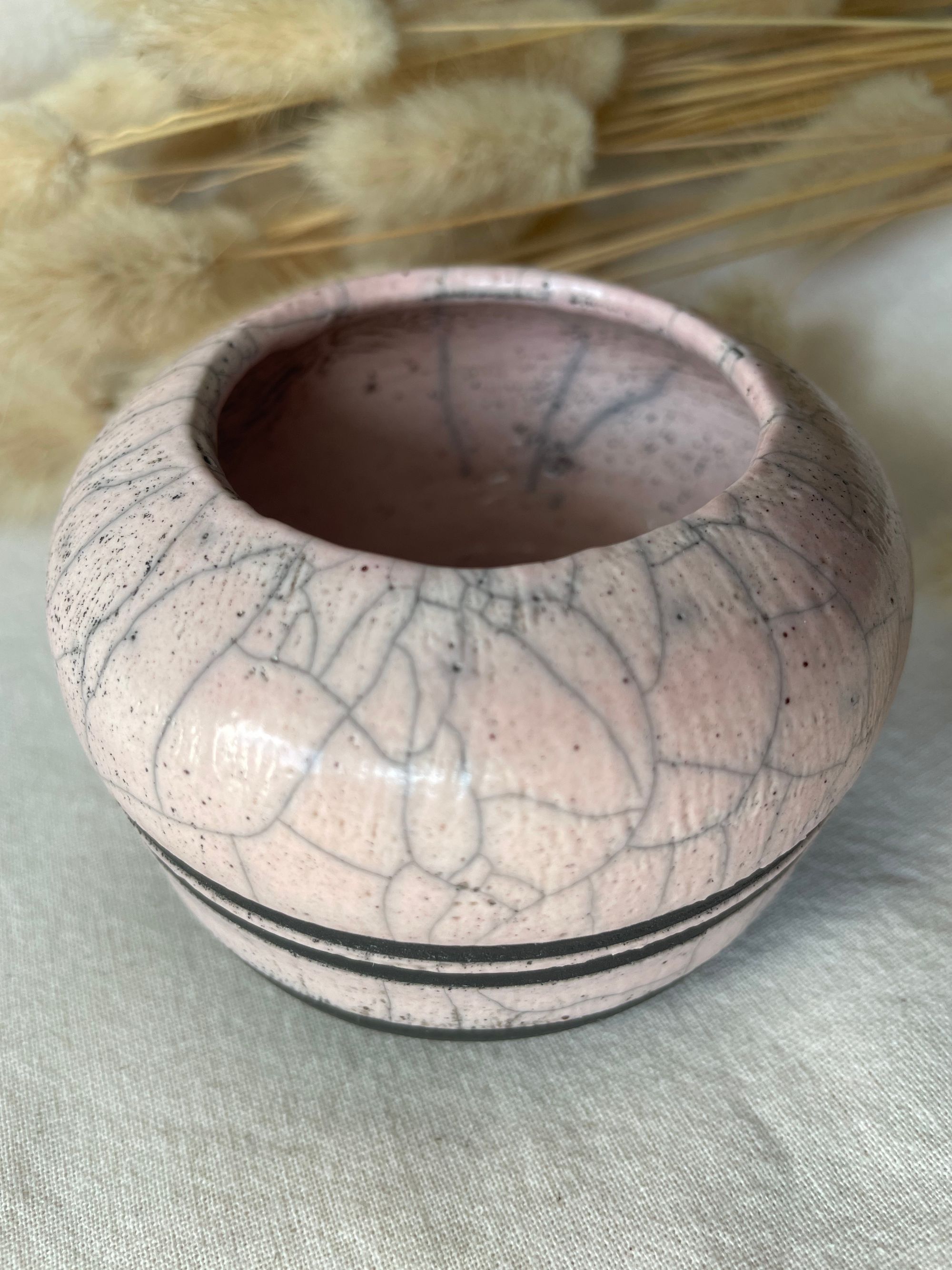 Mini Vase Boule Raku Rose